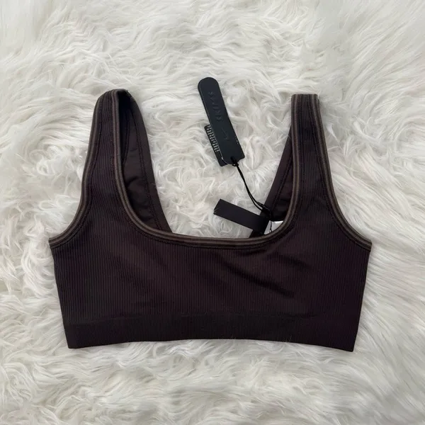Nike Skims Ribbed Seamless Micro Scoop Bra Phoenix Truffle Size Small - Image 3
