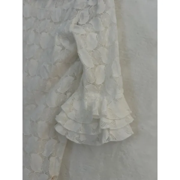 Muse White Lace Ruffle‎ Bell Sleeve Shift Dress Womens Size 8 Bridal Graduation - Image 3
