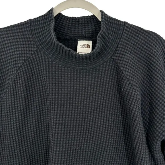 The North Face Womens Waffle Knit‎ Mock Neck Pullover Sweatshirt Charcoal Grey - Image 10