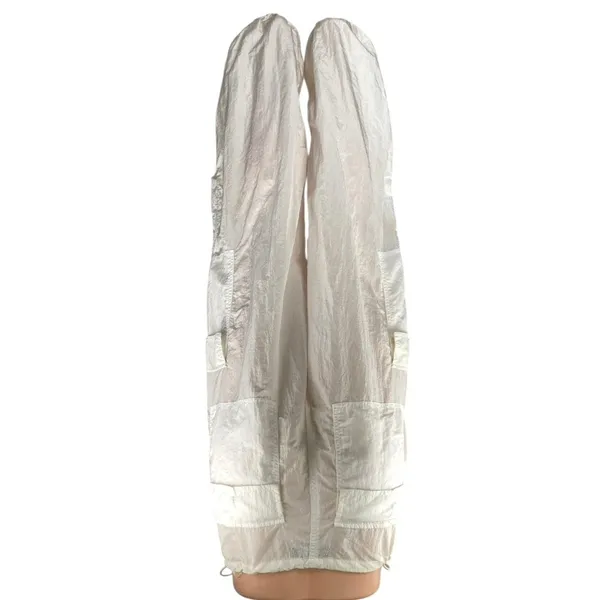 White Fox White High Waisted Drawstring Windbreaker Cargo Jogger Pants Size XS - Image 3