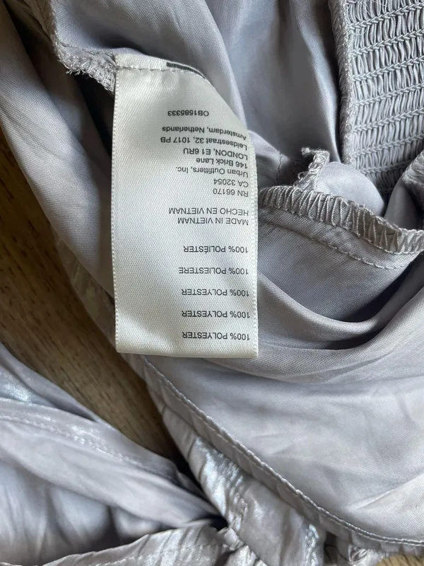 Free People Silver Satin Off-the-Shoulder Top - Image 7