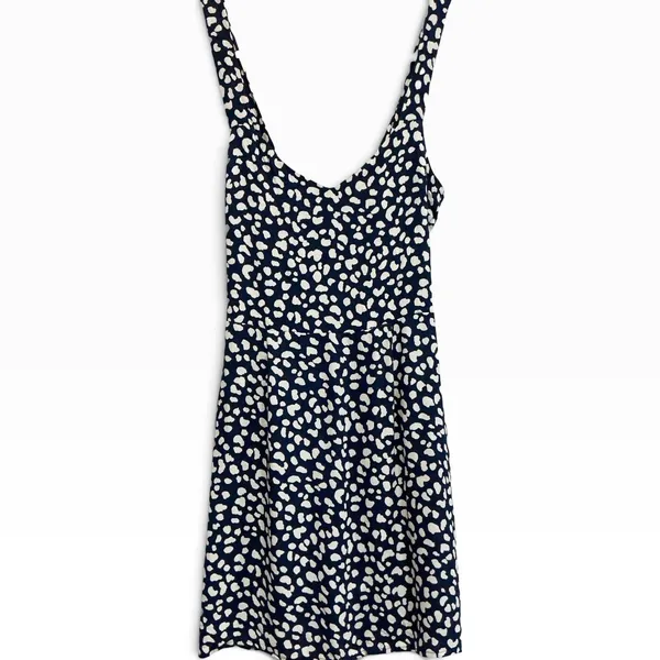 REFORMATION Humphrey Dress Navy White‎ Abstract Animal Print Mini Sweetheart 4 S - Image 4