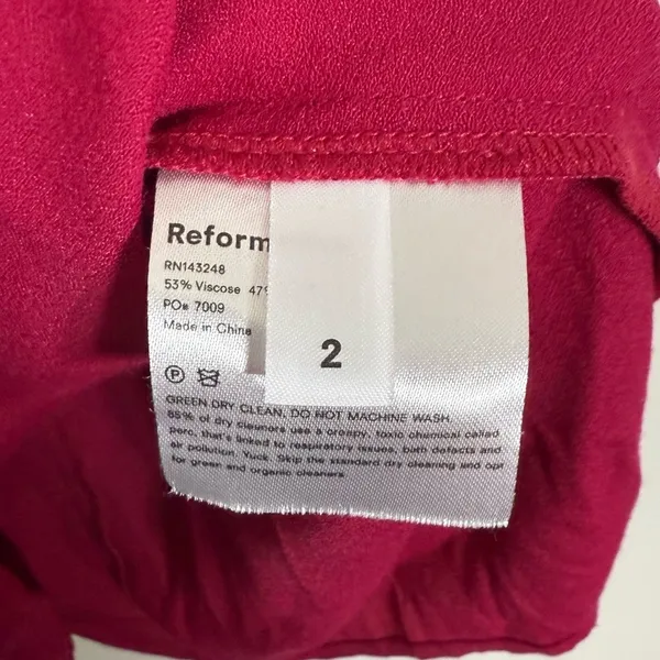 Reformation Lindsay Slip Dress Rhubarb Pink Red Size 2 - Image 7