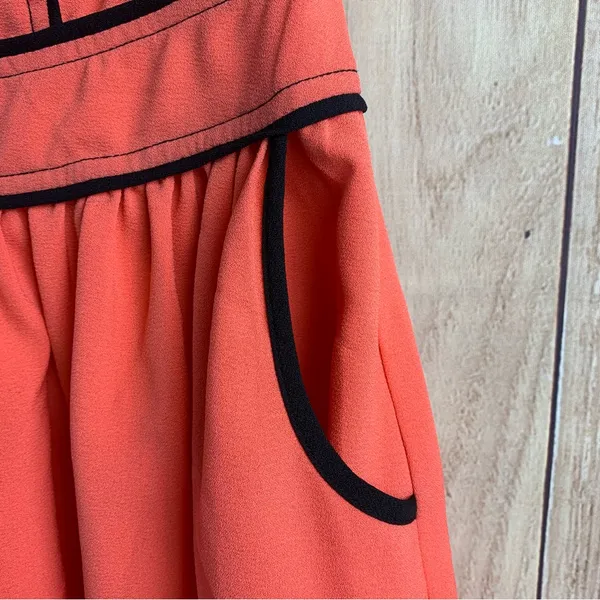 Sugarlips Strapless Coral Dress with Black Accents - Image 3