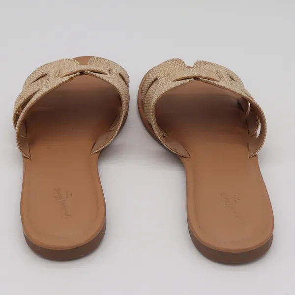 Universal Thread Sandals Womens 9.5 Slide Tan Woven H-Band Flat Casual Excellent - Image 4