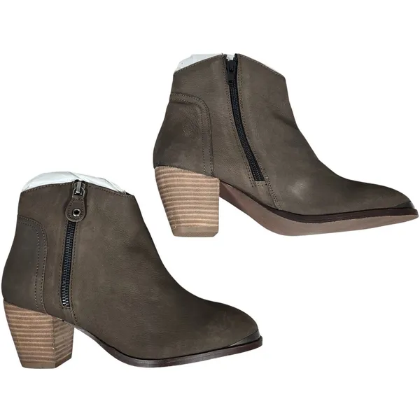 Diba Womens Taupe Sequoia Suede Leather Block Stack Heel Booties‎ 8.5 - Image 6