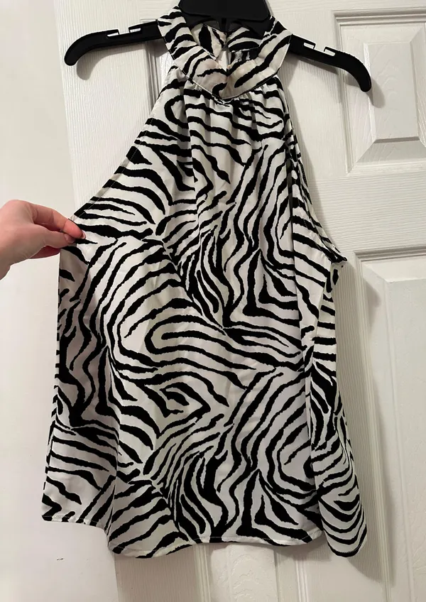 Zebra Print High Neck Top Size M - Image 3