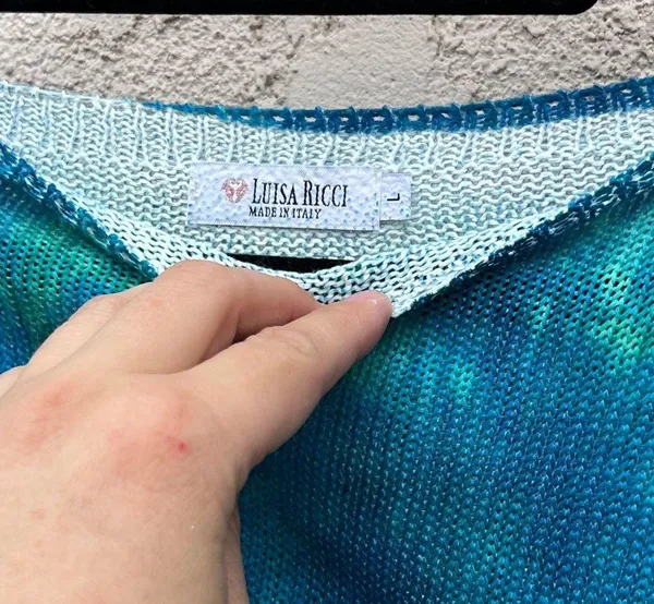 Luisa Ricci Made in Italy tie dye blue green knitted top - Image 4