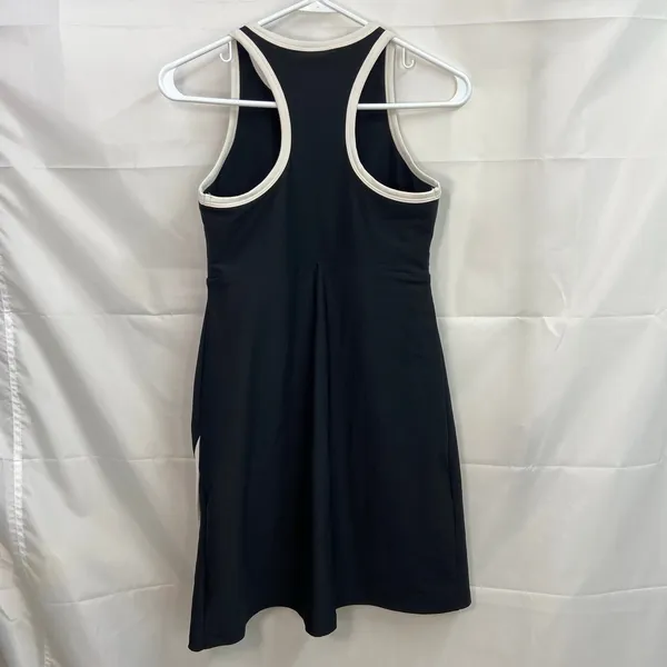SAGE women's black white zip‎ built-in shorts active high neck split hem dress S - Image 6
