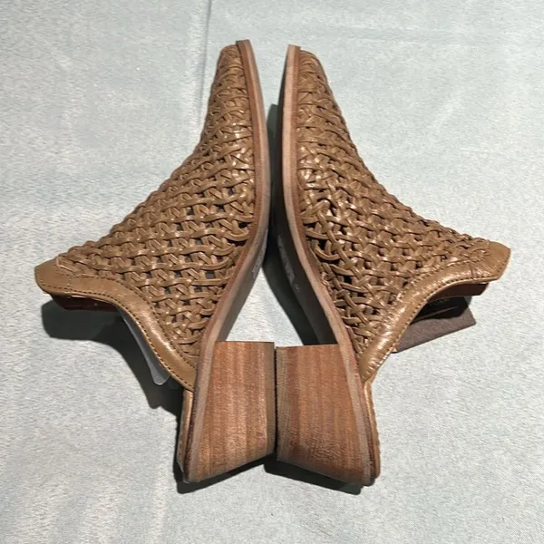 Crevo Anthropologie‎ Neva Woven Leather Mules Stacked Heel Women’s Size6.5 B53 - Image 7