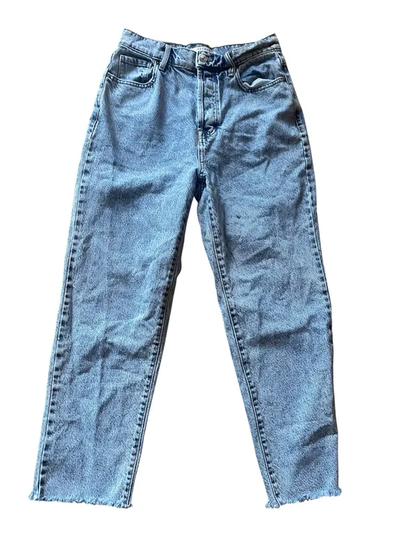 Pacsun Women High Rise Straight Mom Jeans Raw Hem Crop Button Fly Size 27 X 25 - Image 2