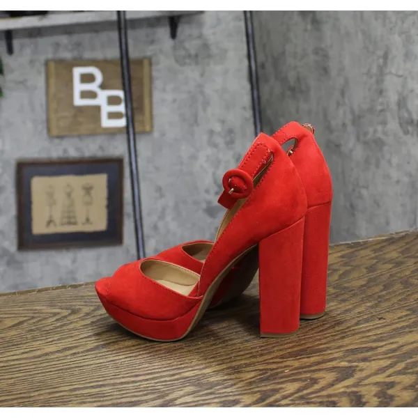 NEW Sun + Stone Womens Reeta Block-Heel Platform Sandals Red 5M - Image 7