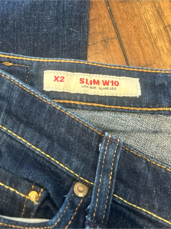 Y2K X2 Low Rise Flare Jeans Size 6 Dark Wash Bootcut Denim - Image 3