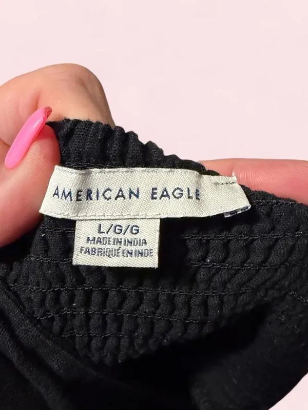 American Eagle Outfitters Black Button-Front Mini Sundress - Image 3