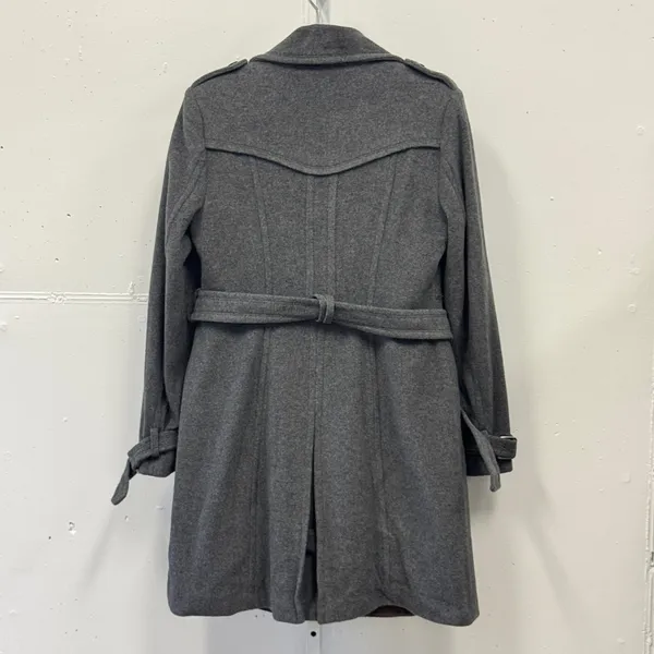 Marc New York Andrew Marc Gray Wool Blend Belted Overcoat Coat Jacket Womens 8 - Image 2