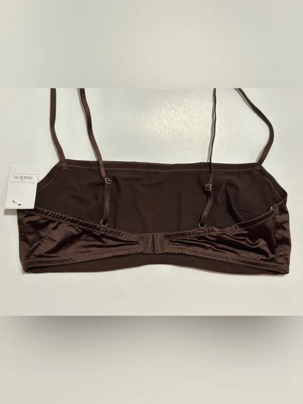 Auden Brown Satin Bandeau Bralette with Thin Straps - Image 3