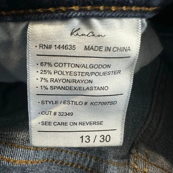 Kancan distressed stretchy dark wash 13/30 straight leg jeans - Image 3
