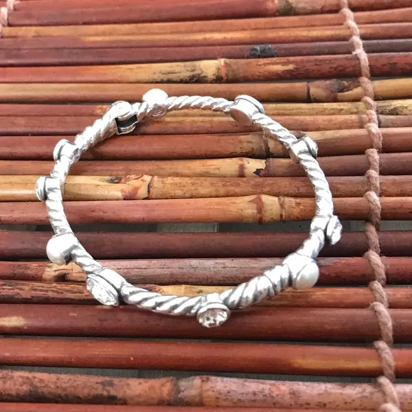 Brighton Silver Magnetic Hinged Bracelet Crystal and Pearls - Image 4