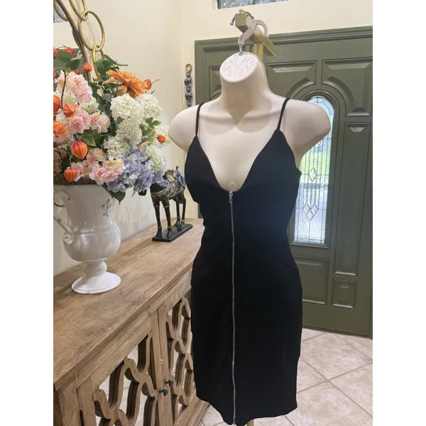 Black Spaghetti Strap Bodycon Mini Dress – Size S - Image 2