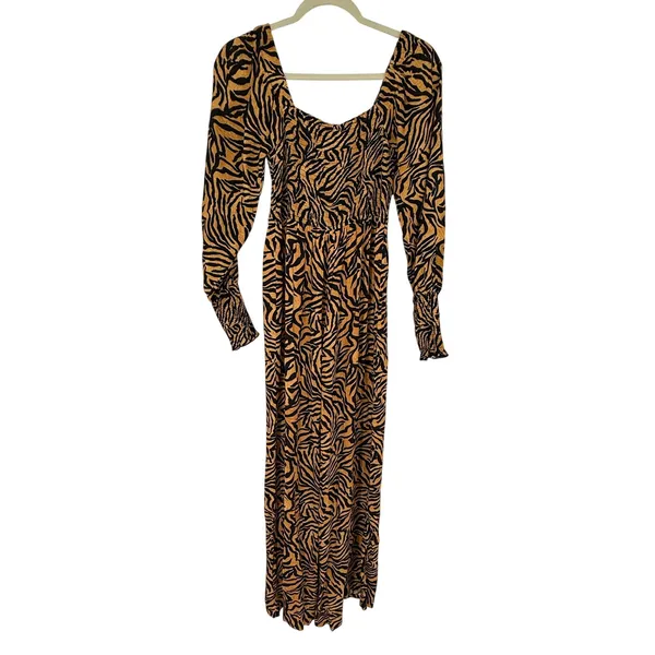 Kachel Anthropologie Tiger-Striped Wide Leg Jumpsuit 4 NWT $170 Animal Print - Image 4