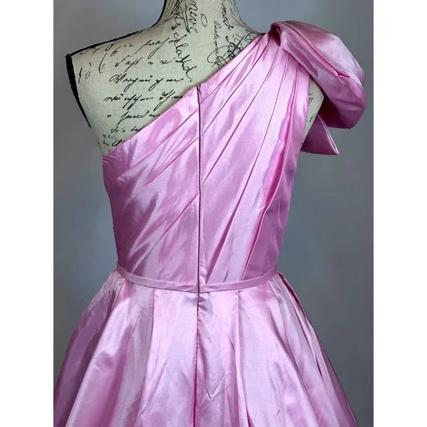 Mac Duggal One Shoulder Large Bow Pleated Gown Ice Pink 2 - Image 14
