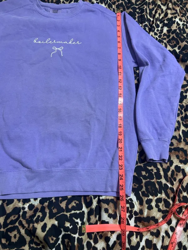 Comfort Colors Lavender Crewneck Sweatshirt with Script Bow - Image 3