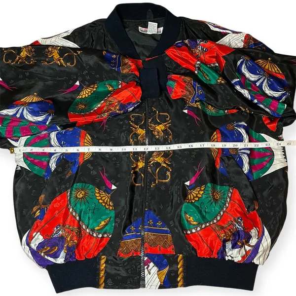 Vintage Kocal Baroque Bomber Jacket Hot Air Balloon Print Windbreaker 80s 1 Size - Image 6