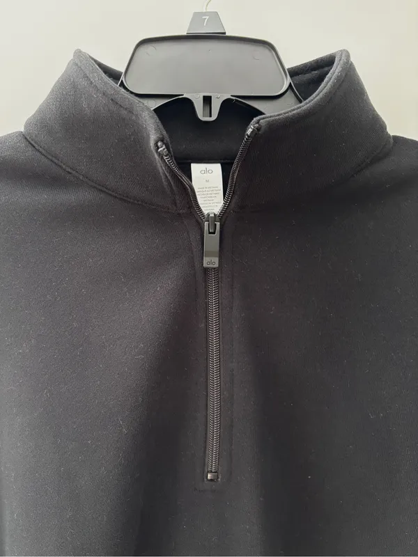 Alo Yoga Renown Heavyweight 1/4 Zip Sweatshirt Black Unisex Medium Pullover M⁠ - Image 13