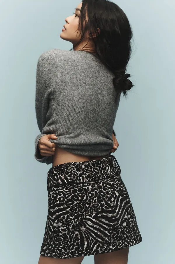 Maeve NWT Anthropologie Belted Micro Mini Skirt Sz S Animal Print Jacquard Low Rise - Image 3