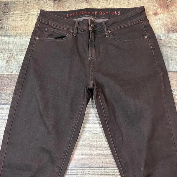 Articles of Society Chocolate Brown Denim Mya Skinny Jeans Sz 26 Fall Season - Image 2