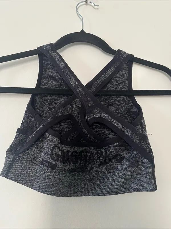 Gymshark Gray Black Camo Longline Sports Bra Small Medium Support Athleisure - Image 4