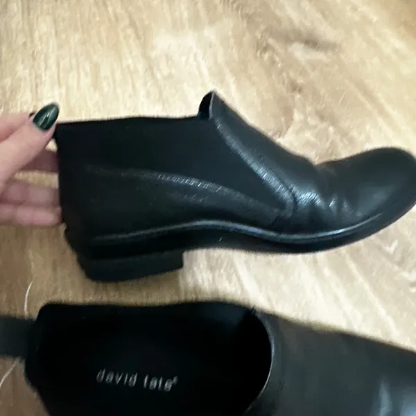 David Tate | Women's Black Leather Slip On Short Classic Ankle‎ Boots, Size 7W - Image 8