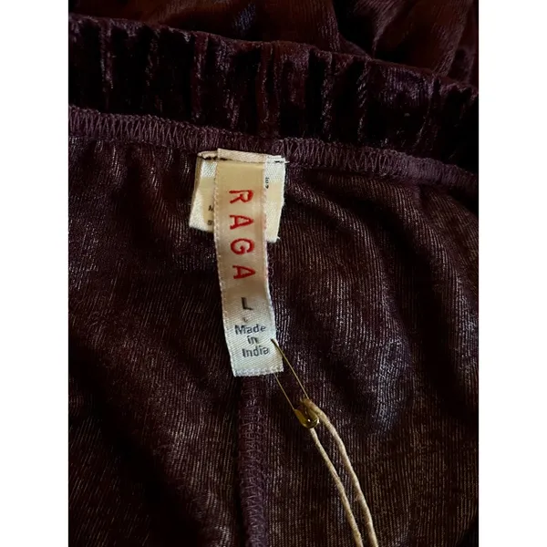 RAGA Wine Nights Dark Maroon Velvet Flare Leg Bell Bottom Pants NWT Large - Image 9