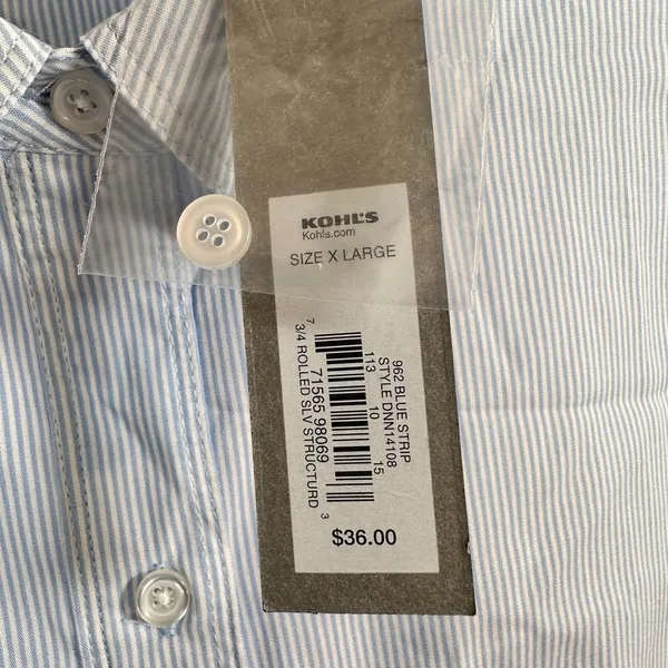 Apt 9 Womens Blue White Pinstripe Button Down‎ Shirt XL Structured Top - Image 4