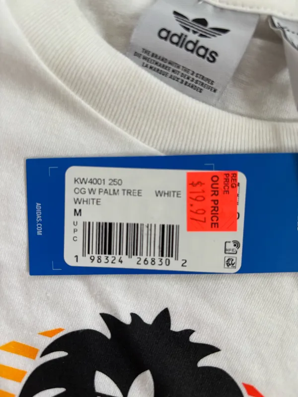 NWT Adidas White Graphic Tee with Sunset Palm - Image 5