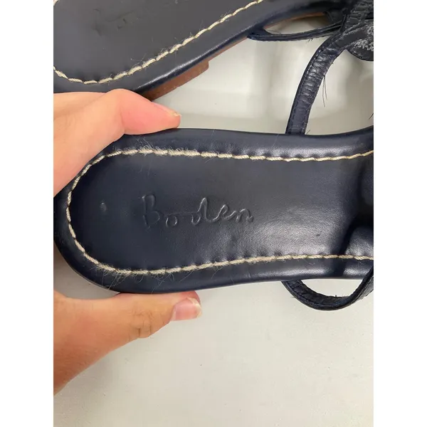 Boden‎ Womens Navy Blue Leather Interlocking Circle Thong Flat Sandals Size 41 - Image 8