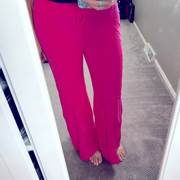 Hot pink bell bottoms hippie boho pants Medium - Image 3