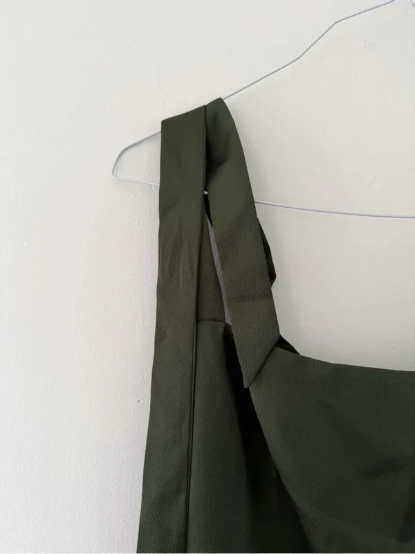 NWT Park & Fifth Albright Dress in Dark Olive Satin Size Small Bridesmaid Maxi - Image 7