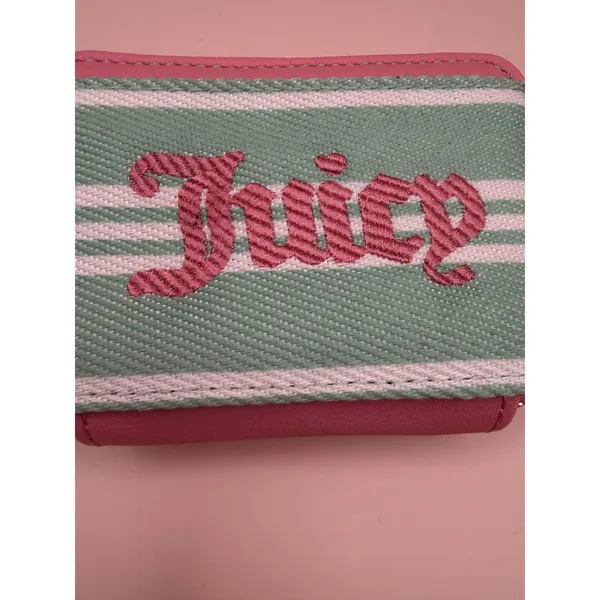 Juicy Couture Retro Green Cream‎ Paradise Square Zip Card Case Wristlet Wallet - Image 4