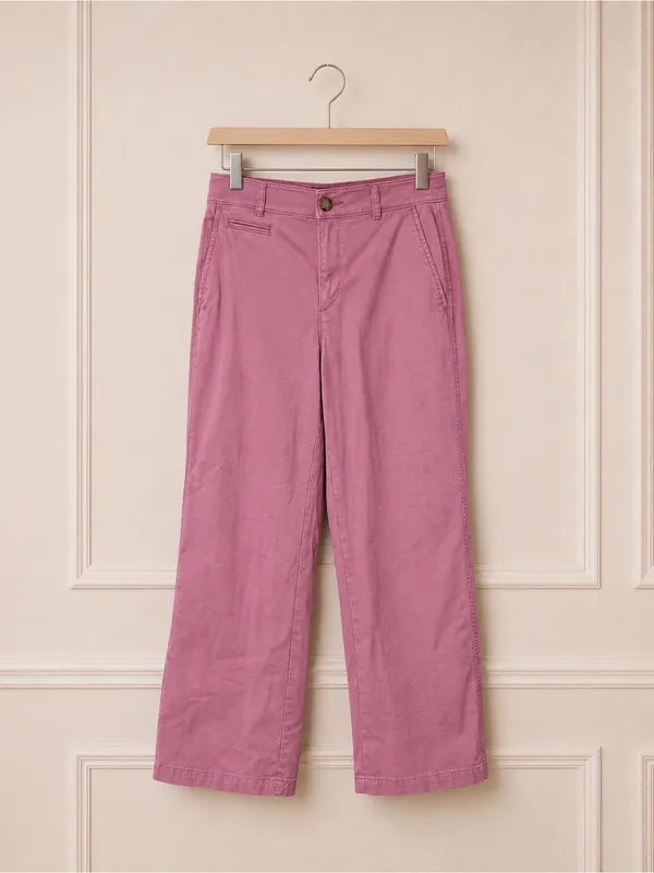 LOFT The Monroe Wide Leg Pants 0P Pink Cotton Stretch HighRise Petite PreppyChic - Image 3