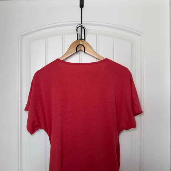 Halara Womens Wrap V-Neck Ruched Top Medium Coral Pink Short Sleeve T-Shirt - Image 7