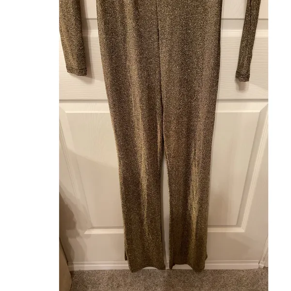 Revolve Superdown Metallic Nissa Open Back Flare Leg Jumpsuit, M - Image 6