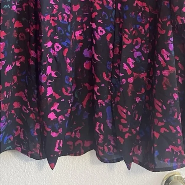 Torrid Peplum Georgette Tie Front Leopard Print Blouse Plus Size 2X Black Pink - Image 12