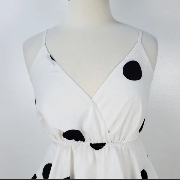 O.P.T Polka dot midi Dress layered ruffles Black Size XS - Image 8