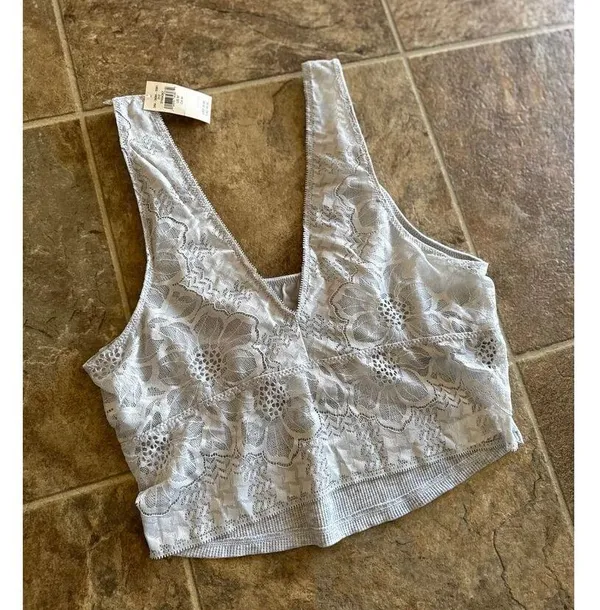 Aerie Lace Waffle Longline Bralette Medium Heather Gray Size Medium - Image 8