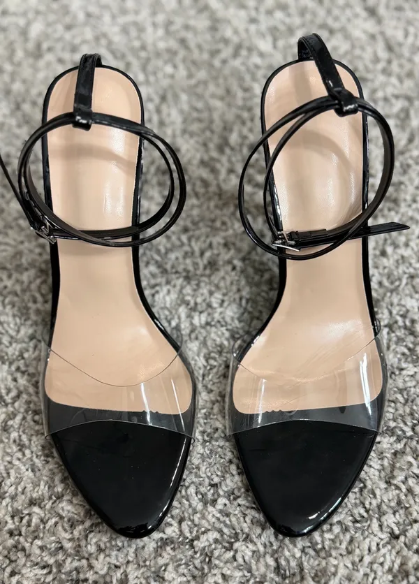 Clear Toe Heels Black Size 9.5 - Image 2