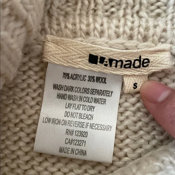 LAmade Turtleneck Poncho Sweater Womens Small Cream Oatmeal Minimalist Layering - Image 4