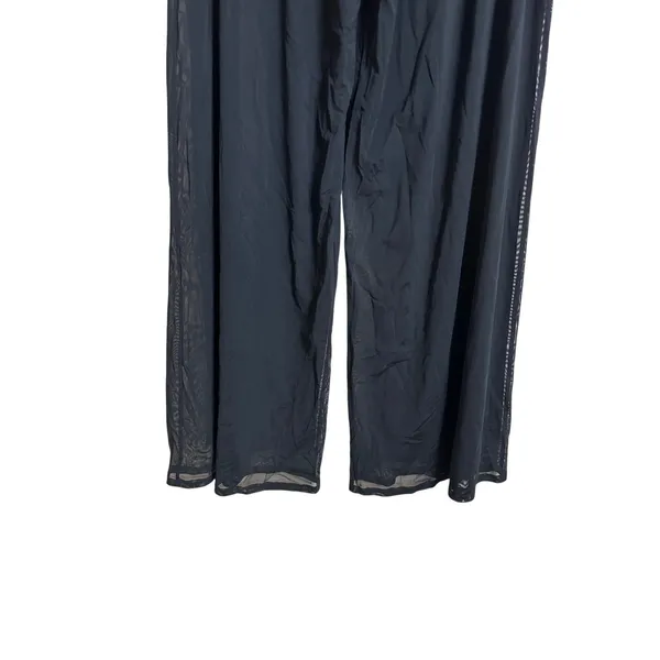 Tadashi Shoji Mesh Black Wide Leg Dress Pants Gala Core Dark Romantic Womans XL - Image 8
