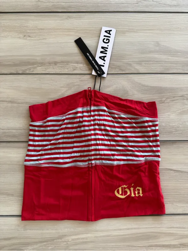 I AM GIA Blare Zip Up Boob Tube Top Red Medium NWT IN PACKAGE - Image 7