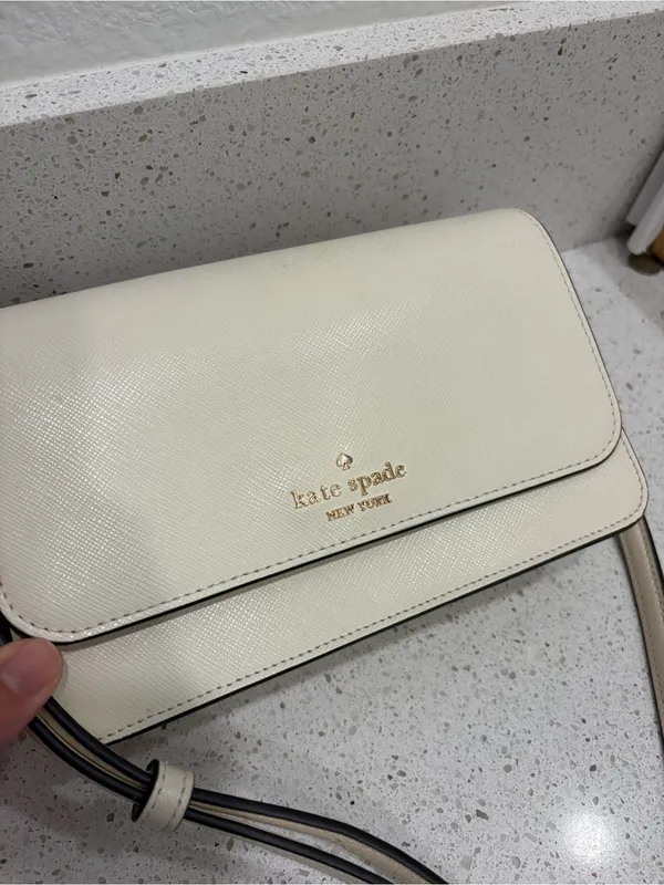 Kate Spade Madison Flap Crossbody Bag White Leather Purse KC430 Small EUC - Image 5